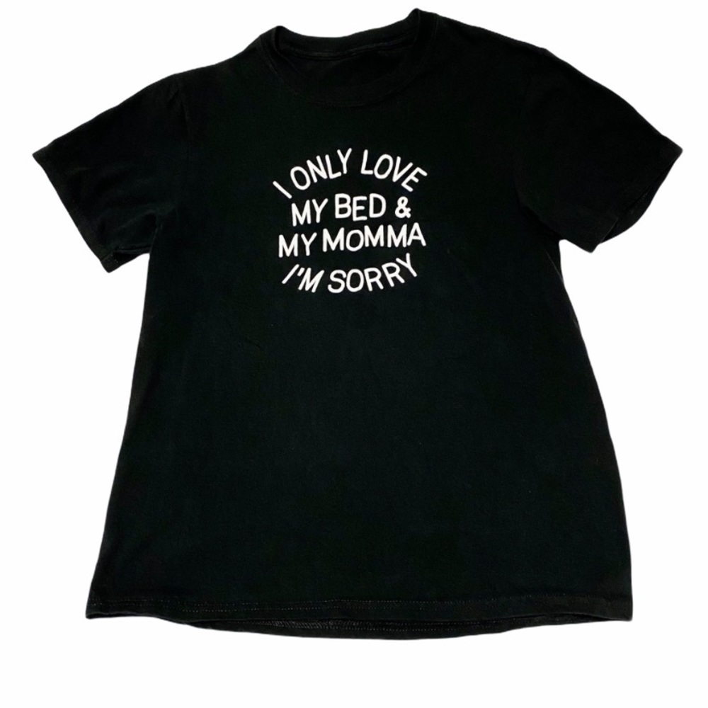 Boys T-Shirt Black with White Size Large